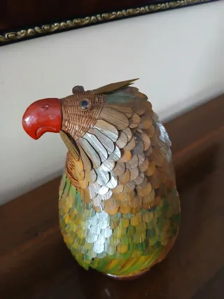 Cesto pappagallo vimini e legno