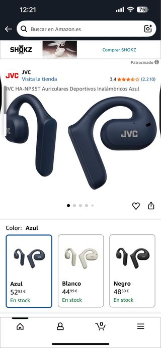Auriculares JVC HA-NP35T Inalámbricos Deportivos