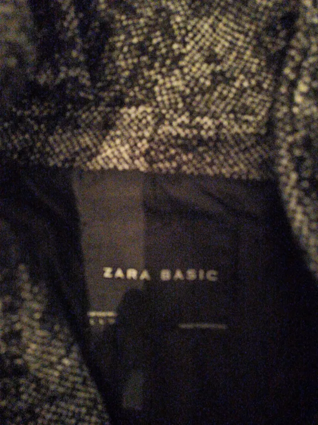 Chaqueta Zara Lana Mujer Negra y Blanca