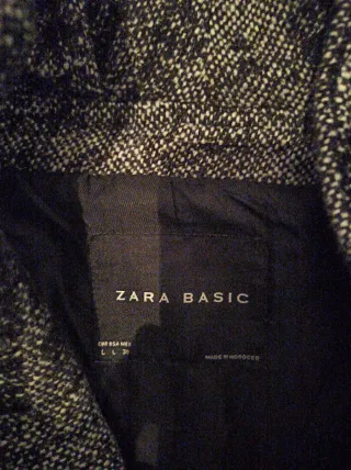 Chaqueta Zara Lana Mujer Negra y Blanca