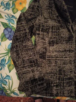 Chaqueta Zara Lana Mujer Negra y Blanca
