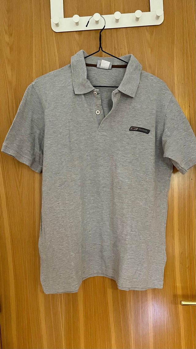 Polo Reebok Vintage Talla L Gris Algodón