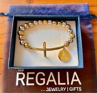 Pulsera Virgen Caridad del Cobre Acero Oro y Plata