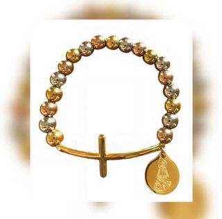 Pulsera Virgen Caridad del Cobre Acero Oro y Plata