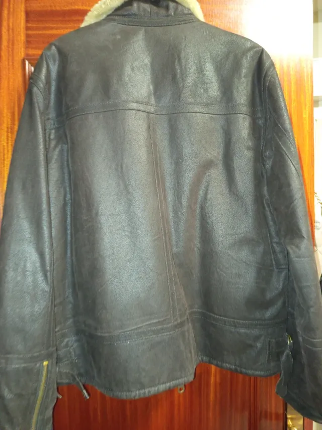 Abrigo de cuero hombre marrón