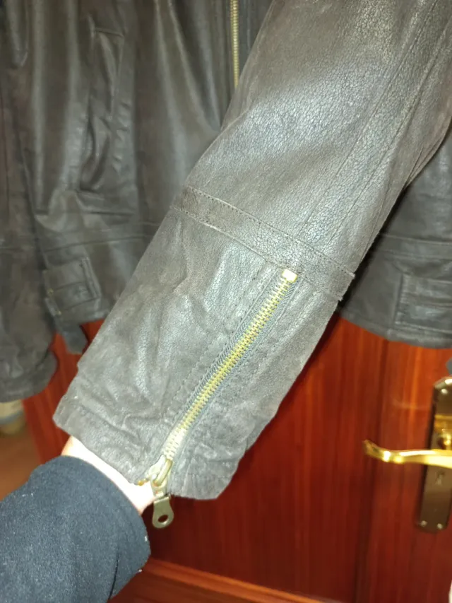 Abrigo de cuero hombre marrón