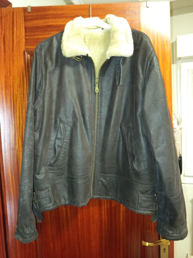 Abrigo de cuero hombre marrón