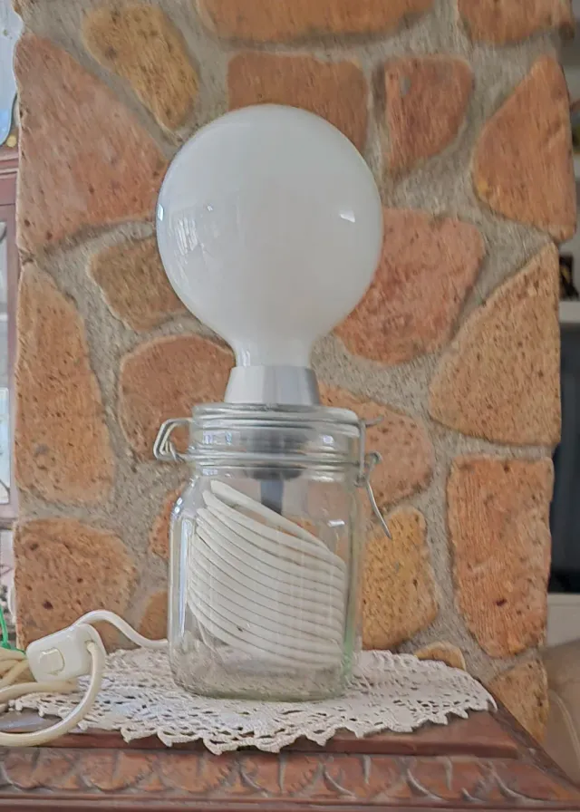 Lampada da tavolo in vetro e metallo mod.Bartolo