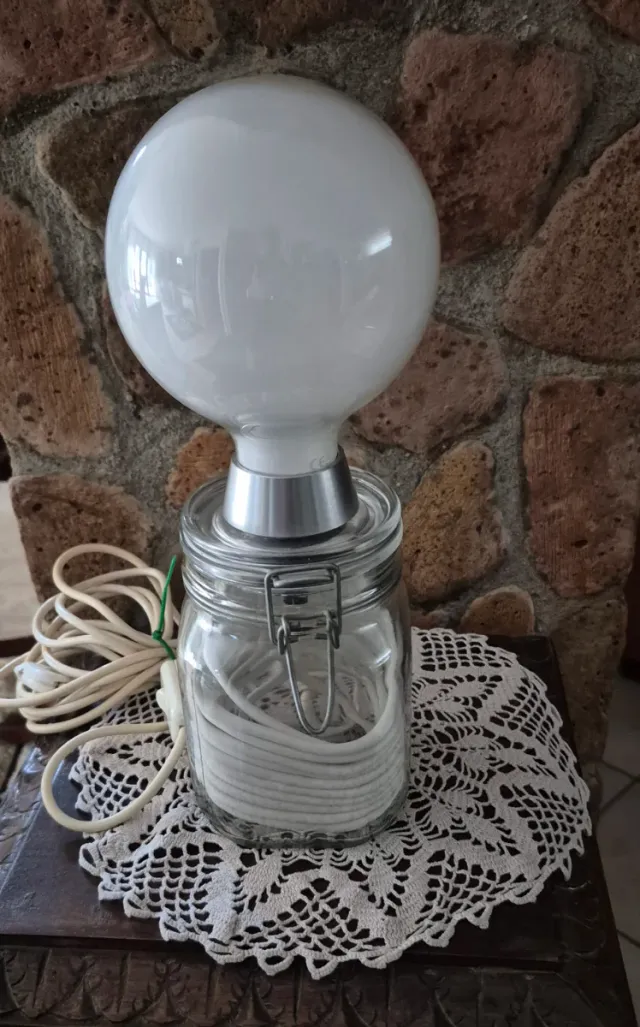 Lampada da tavolo in vetro e metallo mod.Bartolo