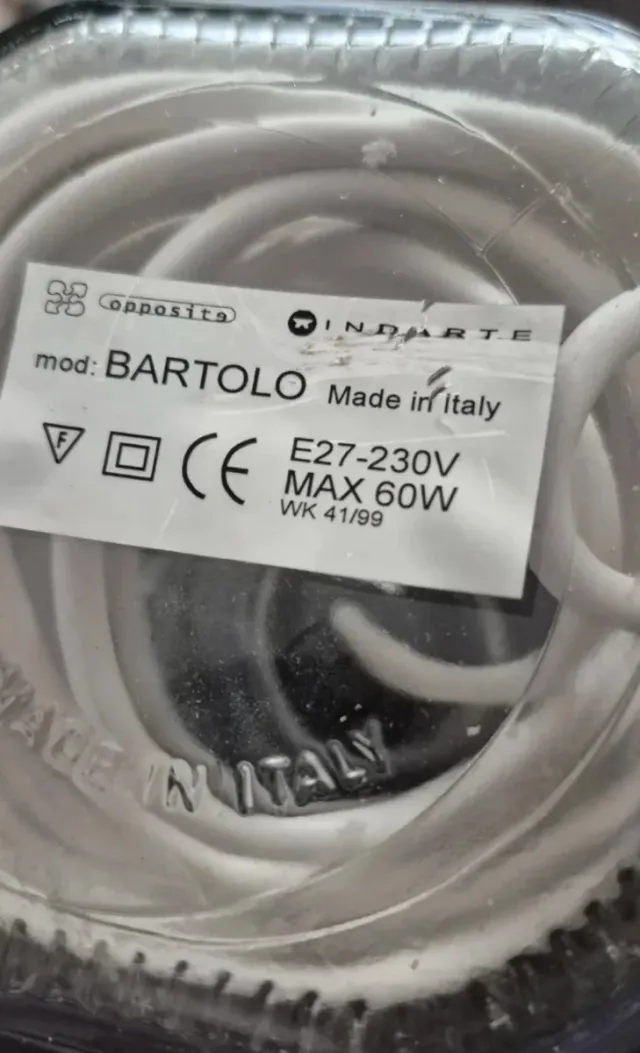 Lampada da tavolo in vetro e metallo mod.Bartolo