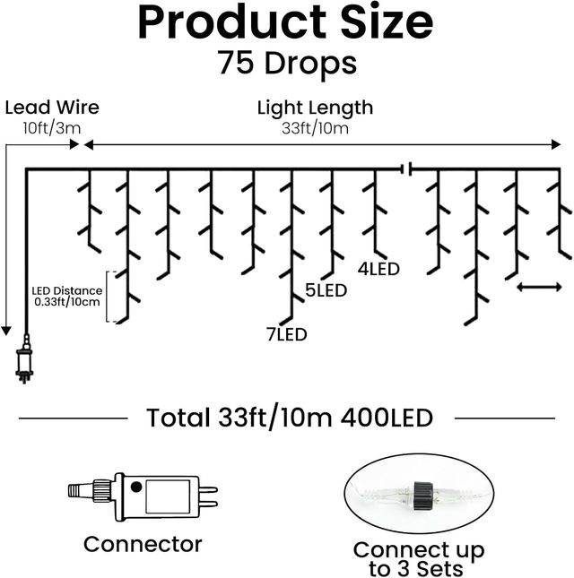 NUEVO - Cortina Luces Navidad Exterior 10m 400 LED