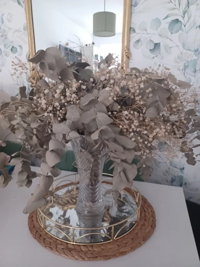 Centro de mesa flores secas eucalipto y paniculata