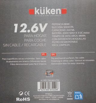 Aspirador de mano Kuken 12,6V