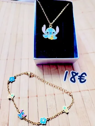Conjunto Collar y Pendientes Stich Personalizado