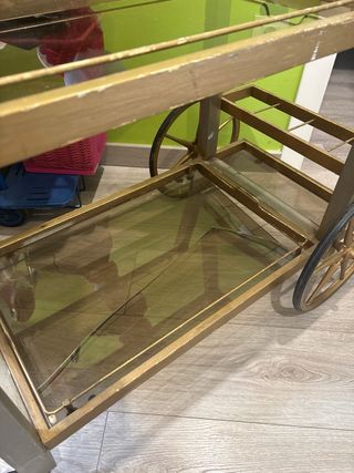 Mesa camarera dorada cristal metal