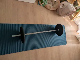 Kit Decathlon pesas barra 1,20 m + dos discos 10kg