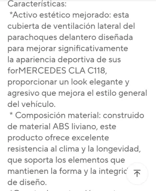 Aleta Parachoques Mercedes Negro