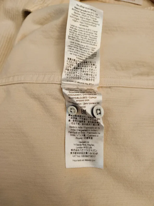 Camisa Pana Beige Hackett London Talla XL