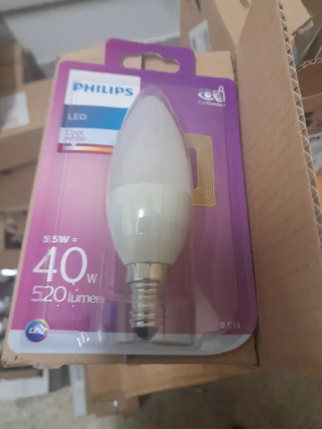 Bombilla LED Philips E14 5.5W Vela Caja 6 uds