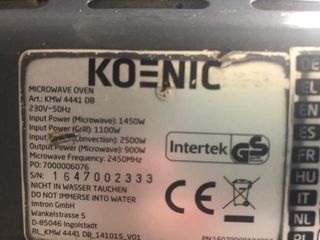 Microondas / Horno Koenic Negro