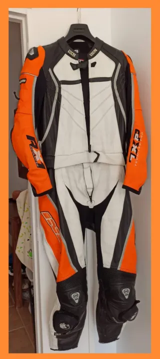 Mono de moto 2 piezas naranja y blanco Talla 40