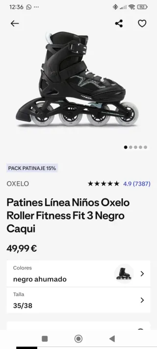 Patines en línea Oxelo Fit3 Junior Talla 35-38