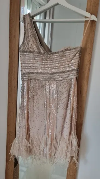 Vestido Rosa Clará invitada plateado