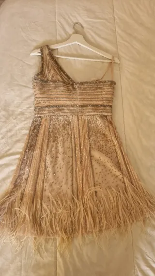 Vestido Rosa Clará invitada plateado