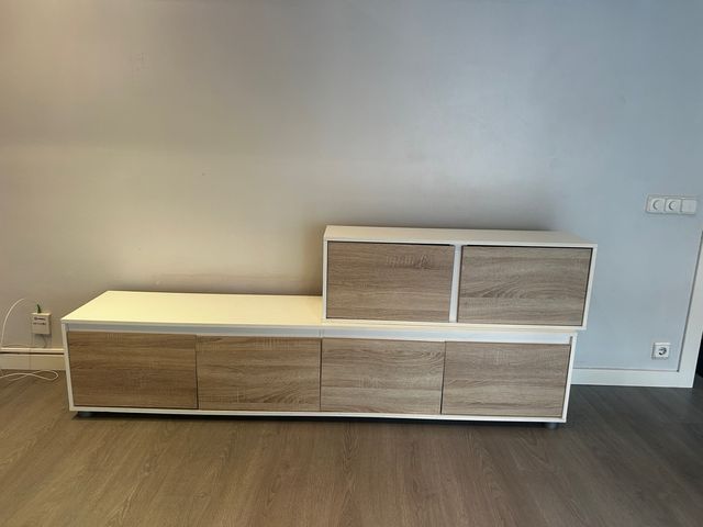 Mobile soggiorno bianco e legno moderno