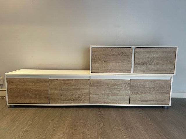 Mobile soggiorno bianco e legno moderno