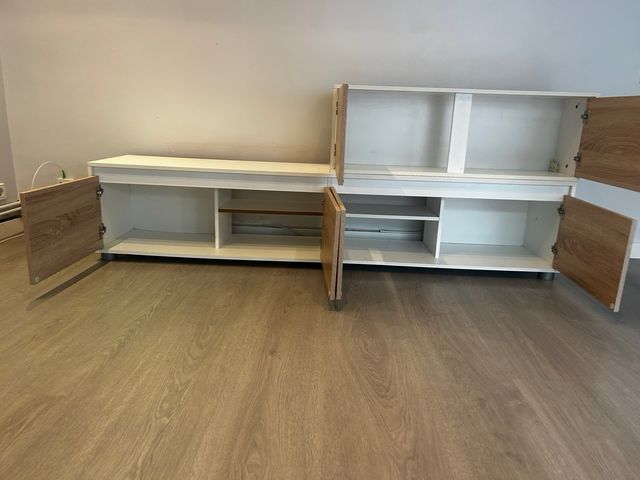 Mobile soggiorno bianco e legno moderno