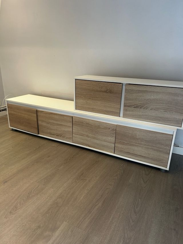 Mobile soggiorno bianco e legno moderno