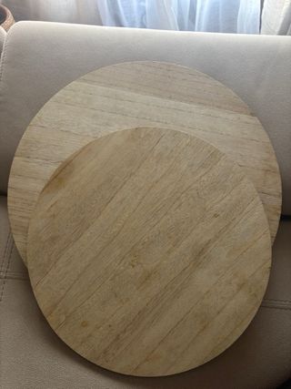 Juego de 2 mesas redondas metal y madera