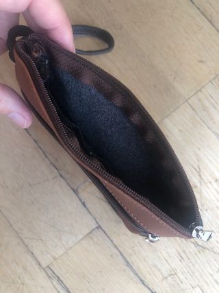 Bolso cartera piel sintética? marrón y negro