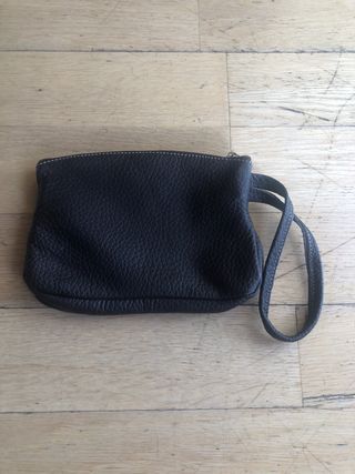 Bolso cartera piel sintética? marrón y negro