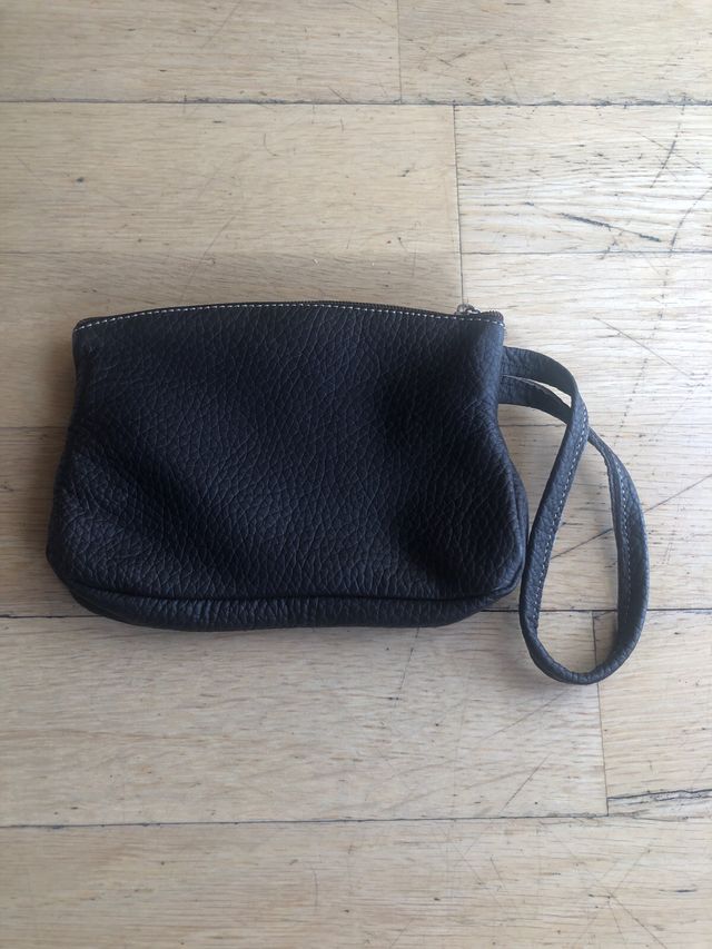 Bolso cartera piel sintética? marrón y negro