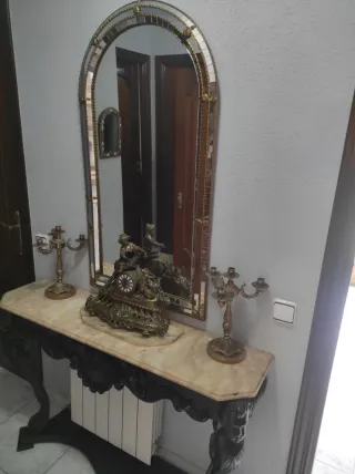 Consola recibidor mármol y metal