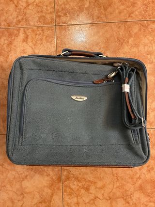 Maleta Jaslen de piel azul y marrón