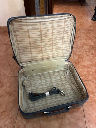 Maleta Jaslen de piel azul y marrón