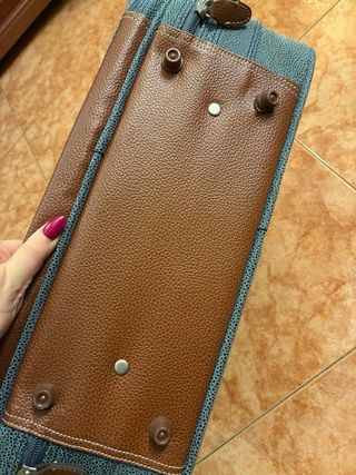 Maleta Jaslen de piel azul y marrón