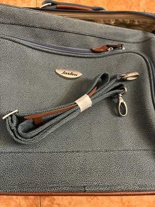 Maleta Jaslen de piel azul y marrón