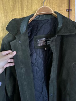 Abrigo verde piel oversize