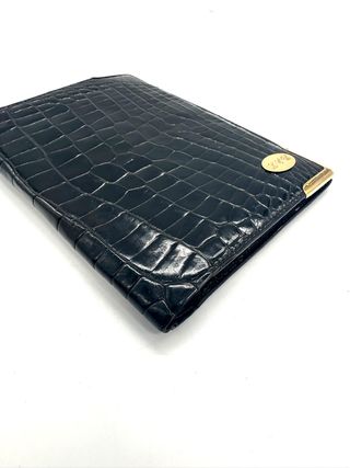 Cartera Hermès Negra Piel Cocodrilo Vintage
