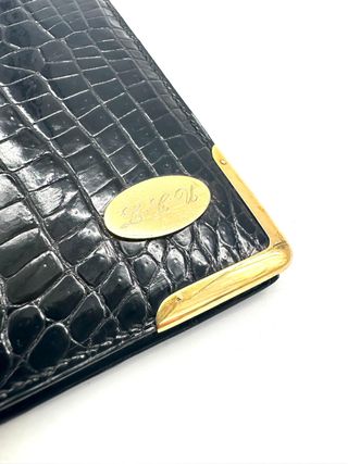 Cartera Hermès Negra Piel Cocodrilo Vintage