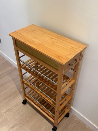 Mueble auxiliar cocina bambú y metal