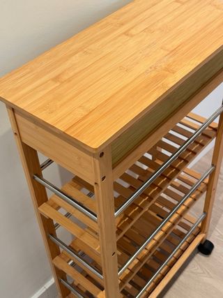 Mueble auxiliar cocina bambú y metal