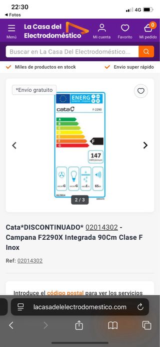 Campana extractora inox 90cm