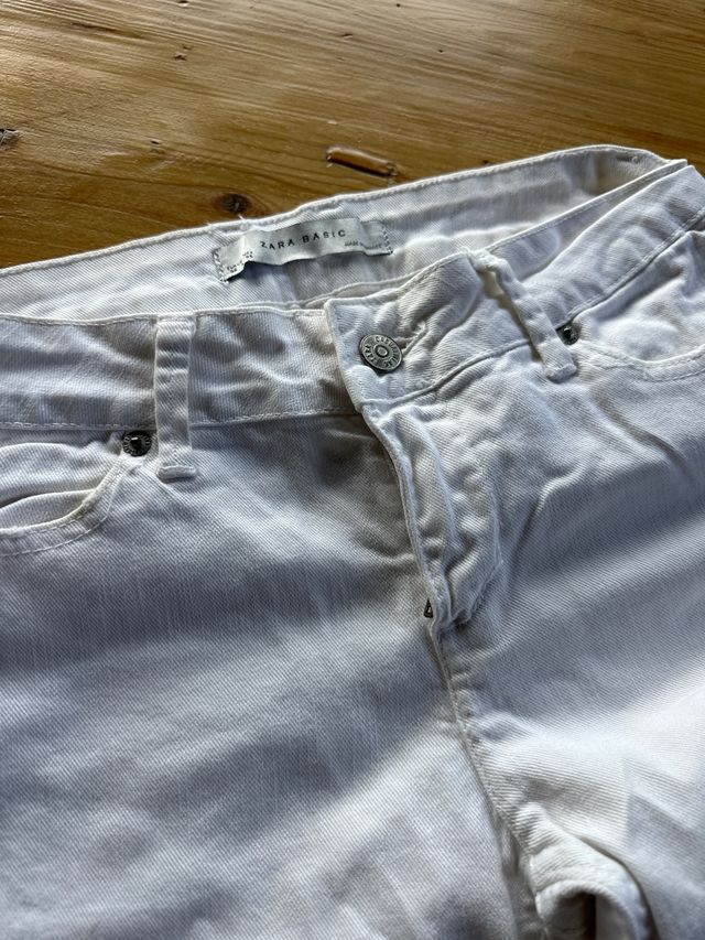 Pantalón Zara Blanco Elástico Mujer
