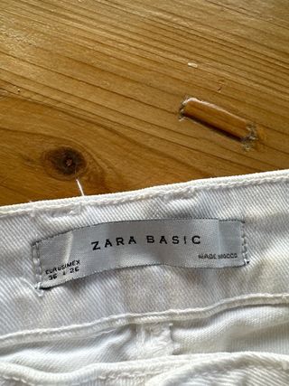 Pantalón Zara Blanco Elástico Mujer