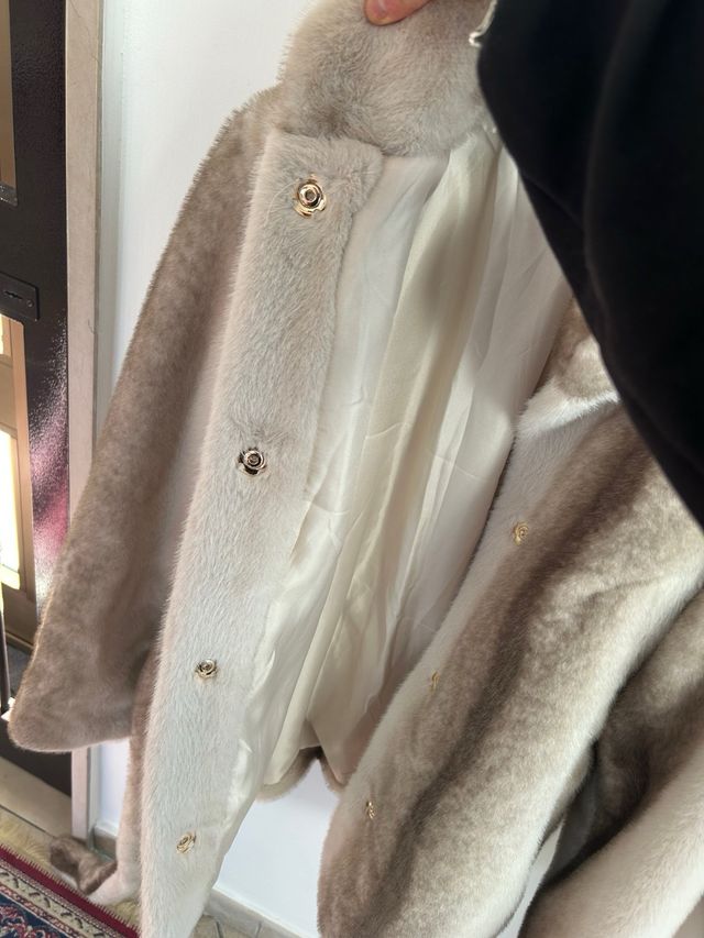 Eco pelliccia beige e marrone